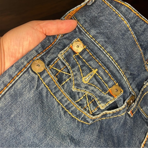 True Religion Ricky Big T Blue Straight Fit Denim Jeans size 36 Vintage Y2K - Picture 8 of 12